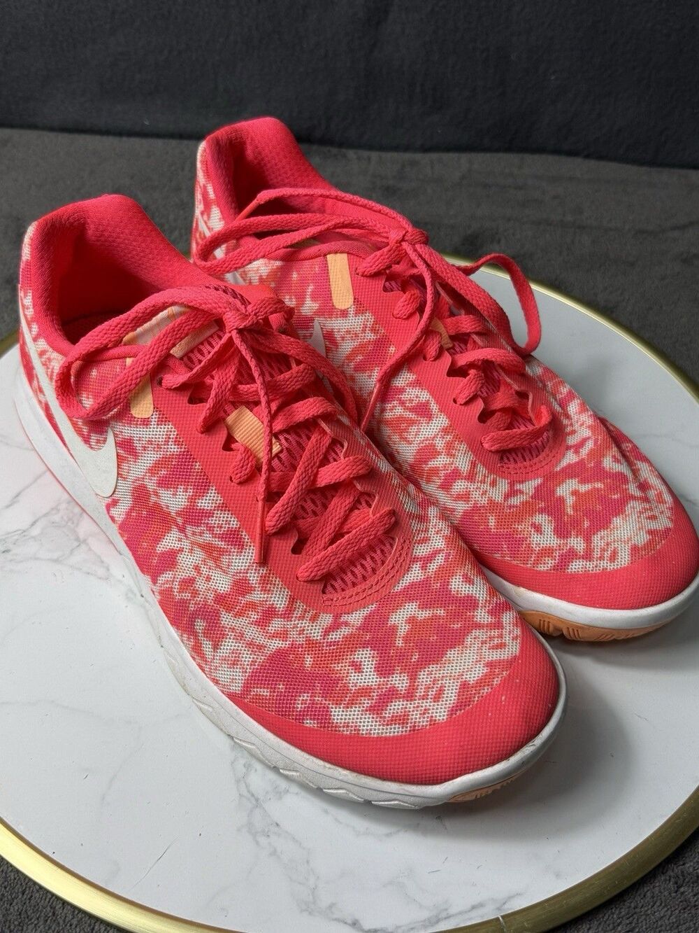Nike Flex Womens Size 8 Running Shoes Orange Pink Neon Coral Athletic Sneakers